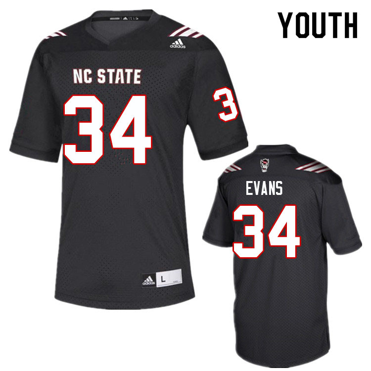 Youth #34 Nate Evans NC State Wolfpack College Football Jerseys Sale-Black - Click Image to Close
